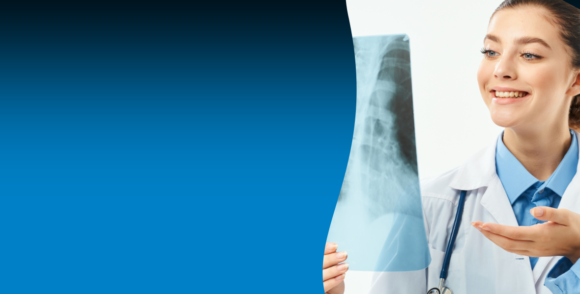 Radiology professional reviewing diagnostic imaging